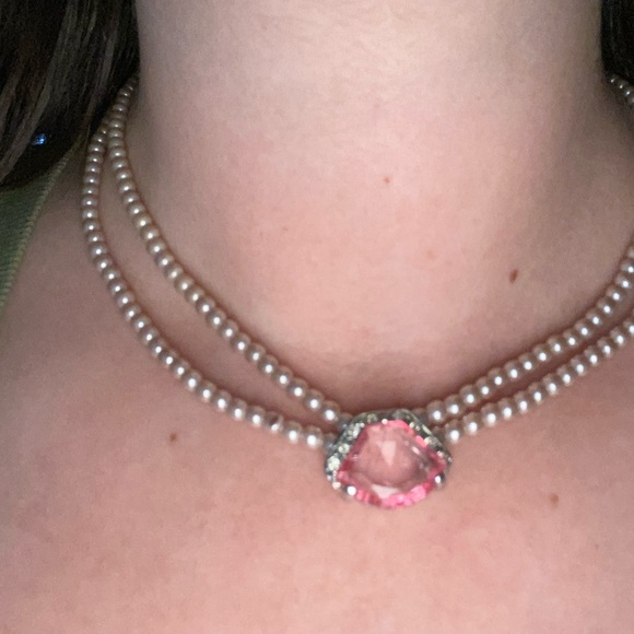 Vintage Avon Pink rhinestones and Faux pink pearl necklace w matching earrings - Picture 12 of 12